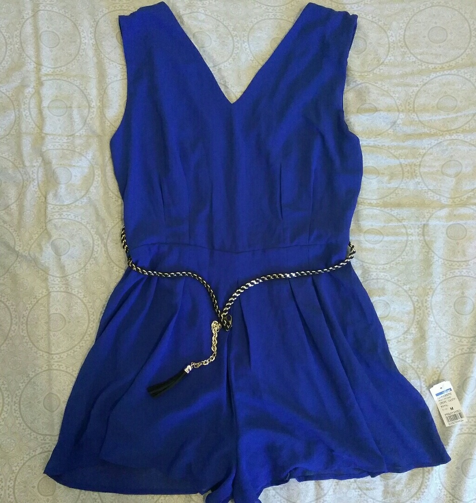 NWT Royal Blue Chiffon Romper